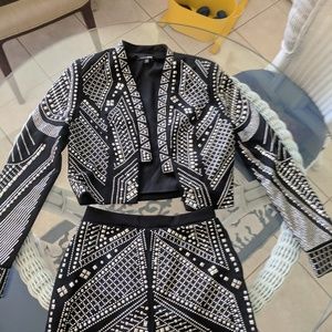 Studded jacket and shorts set